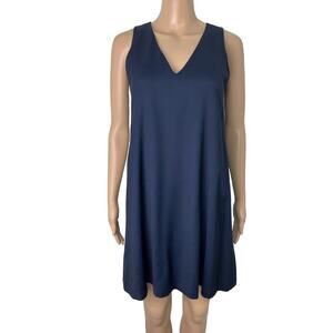 New Alice + Olivia Navy Blue V-Neck Sleeveless Minimalist Mini Shift Dress